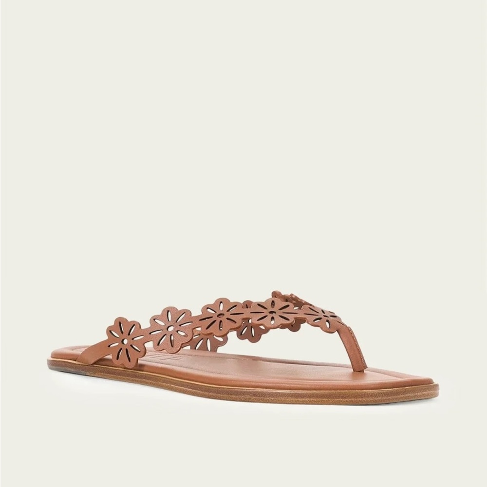 STAUD Dante Floral Thong Slide in Tan Size 37 NEVER WORN